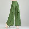 Calças Pantacourt Casuais de Verão 2025 de Cintura Alta em Chiffon de Pernas Largas para Mulheres, Soltas e com Caimento, Calças de Dança, Estilo Fino