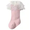 Nuevos calcetines de encaje lindos de caña media para Otoño e Invierno 2026, calcetines cálidos y que retienen el calor para bebés y niños para Otoño e Invierno