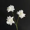 Flor artificial rosa amante de pétalas dobráveis de 3 cabeças para decoração de cena, arranjo de chão de casamento rosa artificial decorativa