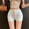 Shorts Pretos de Cintura Alta para Mulheres, Roupa Exterior de Verão, Calças Casuais Justas de Perna Reta de Cintura Alta, Calças Brancas que Abraçam o Quadril, Tamanho XS
