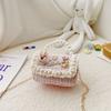 Bolso de Accesorios para Niña de Moda Algodón y Lino Lazo Bolso Cruzado para Niña Estilo Princesa Bolso de Mano de Perlas Mini Bolso de Hombro