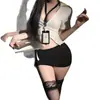 Ropa Interior Sexy Talla Grande Amigo Naranja para Pechos Pequeños, Uniforme de Secretaria Coqueta, Conjunto Bodycon Tentación Pura Qqny 9132