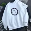 Moletom com Capuz Forrado de Lã Jaqueta Outono e Inverno Estudante Branco Nova Marca de Moda 2024 Jaqueta Quente para Jovens