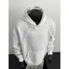 Sudadera con capucha de empalme gris pesada para hombre, diseño de otoño, chaqueta simple versátil, sudadera casual para pareja