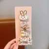 Tecido cor de café desenho animado presilha de cabelo infantil laço xadrez pérola presilha de tecido totalmente revestida presilha para franja de bebê sem danificar