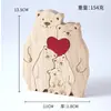Rompecabezas de Bloques de Construcción Familia de Osos Linda Madera de Roble Macizo Personalizado DIY Transfronterizo, Se Puede Grabar con Nombres y Apellidos, Adorno Conmemorativo