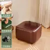 Taburete Bajo Giratorio con Ruedas para Uso Doméstico, Taburete Giratorio Vintage de Madera Maciza para Sala de Estar, Cambiar Zapatos, con Respaldo Sofá