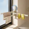 Porta-toalhas com ventosa sem furos para banheiro e cozinha, prateleira dobrável para armazenamento montada na parede, prateleira giratória com drenagem