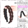 Peluca de diadema para mujer con brillantes strass, trenza de espina de pez, cabello simulado, oculta la raya del cabello, aumenta el volumen del cabello, accesorio para el cabello tipo peluca