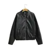 Moda europea y americana transfronteriza para mujer, popular en AliExpress: chaqueta bomber de cuero sintético, holgada y moderna