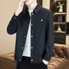 Nueva chaqueta para hombre 2026, colección primavera y otoño, con cuello de solapa y estampado jacquard, una prenda exterior corta elegante y moderna para hombre