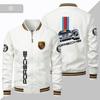 Nueva chaqueta de talla europea, deportiva informal, de moda japonesa, con cremallera americana, chaqueta fina de motociclista de color sólido para hombre