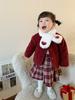 Abrigo de Lana de Cordero para Niñas, Chaqueta Acolchada Roja Gruesa de Invierno, Elegante Conjunto para Bebé