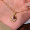 Collar Vintage Estilo Buchi Zircón Rojo Paloma Plata Esterlina 925 Lujo Ligero Alta Gama Cadena Clavícula Colgante