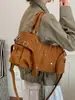 Bolsa de ombro transversal casual versátil coreana para mulheres, nova bolsa tote retrô da moda, bolsa de ombro e transversal de grande capacidade