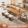 Juego de mesa de té y sillas de madera maciza para uso doméstico, diseño minimalista moderno, mesa de té de estilo nuevo para preparar té, adecuada para el hogar, lujo ligero, recepción y uso de oficina