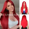 Venda Quente Peruca Brasileira Repartição do Meio Cabelo Longo Liso Vermelho Festival de Anime Fibra Sintética Rede Rosa Peruca de Seda de Alta Temperatura Atacado