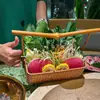 Prato de Legumes Especiais Comercial Restaurante de Panela Quente de Cobre Antiga Pequim Utensílios de Mesa Cesta de Bambu Artesanal Retro Chinesa