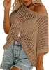 2025 Comercio Exterior Transfronterizo Verano Manga Corta Sexy Hueco Recogido Hueco Top Jersey Blusa de Playa Suéter Tejido para Mujer