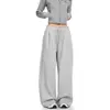 Pantalones Casuales de Estilo Americano, Lisos, con Cordón, para Hombres y Mujeres, Deportivos, Holgados, de Pierna Recta, Caídos, de Pierna Ancha, Largos hasta el Suelo
