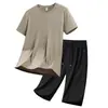 Traje Deportivo de Verano 2026 Más Vendido, Talla Grande de Seda de Hielo de Secado Rápido Conjunto Deportivo Casual, Camiseta de Manga Corta, Pantalones Cortos y Pantalones Capri