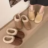 Pantuflas de Algodón con Cuero Mate Esponjoso para Mujer, Suela Gruesa, Punta Cerrada, Nuevo Estilo Otoño, Punta Dividida Sintética, Sin Cordones, Pantuflas de Piel para Exteriores