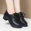 Zapatos de Mujer de Piel Suave con Cordones Zapatos de Primavera Individuales para Pies Zapatos de Madre 2026 No Cansan Suela Suave Para el Trabajo Zapatos de Piel para Niños Mujer Nuevos Negros