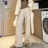 Calça de Tricô Renda Wide Leg para Mulheres, Outono e Inverno 2026 Nova Cintura Alta Emagrecimento Estilo Preguiçoso Casual Perna Reta para Mulheres Tendência