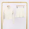 Conjunto de Chaqueta Corta de Cuello Alto Lulu y Falda, Falda Deportiva de Tenis, Conjunto de Dos Piezas de Yoga Antiexposición para Mujer