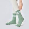 Meias de yoga antiderrapantes com calcanhar multicolorido, meias de algodão de cor sólida para os dedos dos pés femininas, meias esportivas para Pilates de comprimento médio