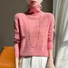 Roupas de primeira linha outono e inverno novo gola alta 100 suéter feminino oco perfuração a quente gola alta caxemira malha base lã