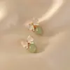 Pendientes de Plata S925 Ojo de Gato Jade Hetian Perla Pendientes de Lazo Pendientes de Lujo Ligero para Mujer Elegantes Sensación de Alta Gama