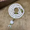 Pulseira de Bodhi de Jade Branco Hainan para Lançamento Alto Pulseira de Bodhi Colar Longo com Borla Anel de Corrida Wen Brinquedo Rosário Antigo de Mão
