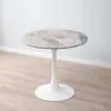 Mesa redonda pequeña de losa de roca de lujo ligero, adecuada para apartamentos pequeños, mesa de comedor, mesa en forma de tulipán para uso doméstico, balcón, dormitorio, mesa auxiliar, mesa redonda