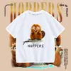 Plan de Transformación del Castor de Comercio Exterior Caricatura Divertida Niños y Niñas Moda Camiseta Casual Top de Cuello Redondo