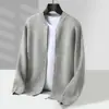 Nuevo cárdigan de lana 100% pura para Otoño e Invierno, cuello de béisbol, suéter abrigo engrosado, nueva ropa de punto de cachemira para hombre de Otoño e Invierno