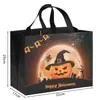 Bolsas Tote de Compras de Halloween em Estoque, Sacolas para Embalagem de Festa de Feriado Atacado, Modelos Atuais Podem Ser Impressos com Logo