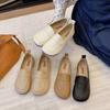 Zapatos tipo gorro de suela blanda para mujer 2025 Nuevo Verano Retro Zapatos de abuelita de punta grande Zapatos de barco Zapatos bajos de cuero Zapatos planos Zapatos de mamá