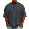 Ropa de Hombre Transfronteriza, Talla Grande, Camiseta de Manga Corta Descubierta, Moda de Verano, Versátil, Corte Holgado, Camiseta Básica Estilo Americano, Camiseta de Algodón para Hombre y Mujer