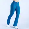 Pantalones largos transfronterizos con cintura en V frontal, pantalones acampanados que levantan los glúteos, pantalones rectos de nailon totalmente mate, pantalones de pierna recta microacampanados sin costuras, ropa de fitness