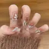Uñas Portátiles de Alta Gama para Año Nuevo: Rojo Retro Cisne Puntos, Ojo de Gato Francés, Moño, Brillo Deslumbrante, Manicura Hecha a Mano que Realza el Cutis