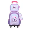 Mochila Escolar de Cuero 3D de Arrastre Juego de Tres Piezas Mochila de Arrastre Infantil de Dibujos Animados Bolsa de Almuerzo Venta Directa de Fábrica