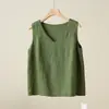 14 Piezas de Chalecos de Lino para Mujer Multicolores con Cuello en V, Chalecos de Cuello Redondo, Camisetas sin Mangas de Hombro Ancho, Ropa de Verano para Mujer