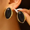 Pendientes Ovalados Geométricos de Resina Retro Simples Estilo Europeo y Americano Exagerados Elegantes de Gama Alta Nicho para Mujer