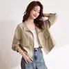 Chaqueta de Trabajo Fina de Color Sólido 2026 Primavera y Otoño Holgada Corta Casual Versátil Transpirable Camisa con Protección Solar