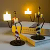 Portavelas de Hierro Vintage Adorno Pequeño Creativo para el Hogar Estilo Europeo Romántico Portavelas Sombrero de Paja Pastoral Soporte de Velas Transfronterizo