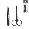 Juego Completo de Herramientas Negras Huecas para Recortar Cejas, Juego de Pinzas para Cejas de Acero Inoxidable de 4 Piezas, Juego Especial de Tijeras para Cejas y Cuchillo de Recorte, Venta al por Mayor