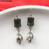 Pendientes de Plata de Ley S925 Flor de Capullo Jaspe Cinabrio Ágata Estilo Étnico Carácter Fu Antiguo Vintage Pendientes Pendientes