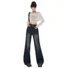 Jeans de Campana Retro Americanos para Mujer, Nuevo Estilo Otoño, Cintura Alta, Corte Holgado, Pierna Ancha, Adelgazantes, Corte Recto, Pantalones de Longitud Completa