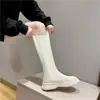 Novas Botas Cavaleiro Brancas 2026 Botas Longas Elásticas Botas de Cano Médio Botas de Cano Alto de Nicho Outono e Inverno Botas Longas da Moda Femininas